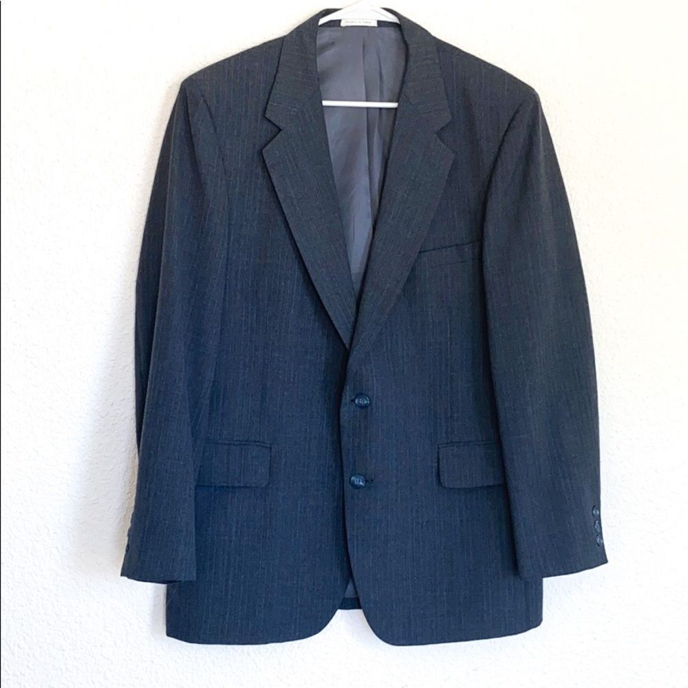 Robert Allen Gray Long Sleeve Sports Coat Jacket Size 42 Striped